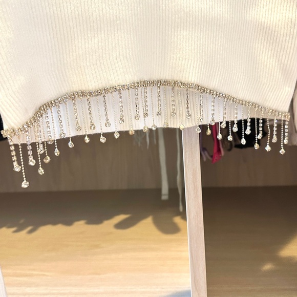 Baevely Rhinestone Cropped Knit Top - Picture 3 of 5